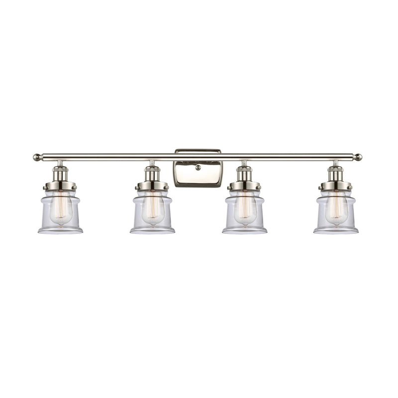 Innovations Canton 35.25in 4-Light Bath Vanity Light | Modern Transitional Polished Nickel Steel and Clear Glass | Bathroom Vanity | Model 916-4W-PN-G182S