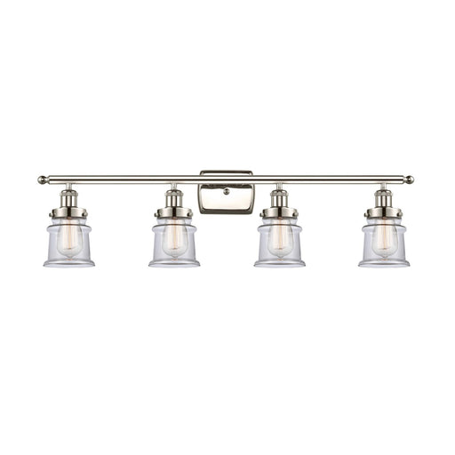 Innovations Canton 35.25in 4-Light Bath Vanity Light | Modern Transitional Polished Nickel Steel and Clear Glass | Bathroom Vanity | Model 916-4W-PN-G182S