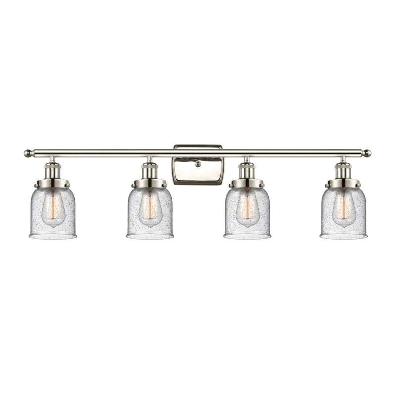 Innovations Bell 36in 4-Light Bath Vanity Light | Industrial Polished Nickel Steel and Seedy Glass | Bathroom Vanity | Model 916-4W-PN-G54-LED