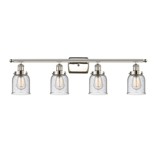 Innovations Bell 36in 4-Light Bath Vanity Light | Industrial Polished Nickel Steel and Seedy Glass | Bathroom Vanity | Model 916-4W-PN-G54-LED