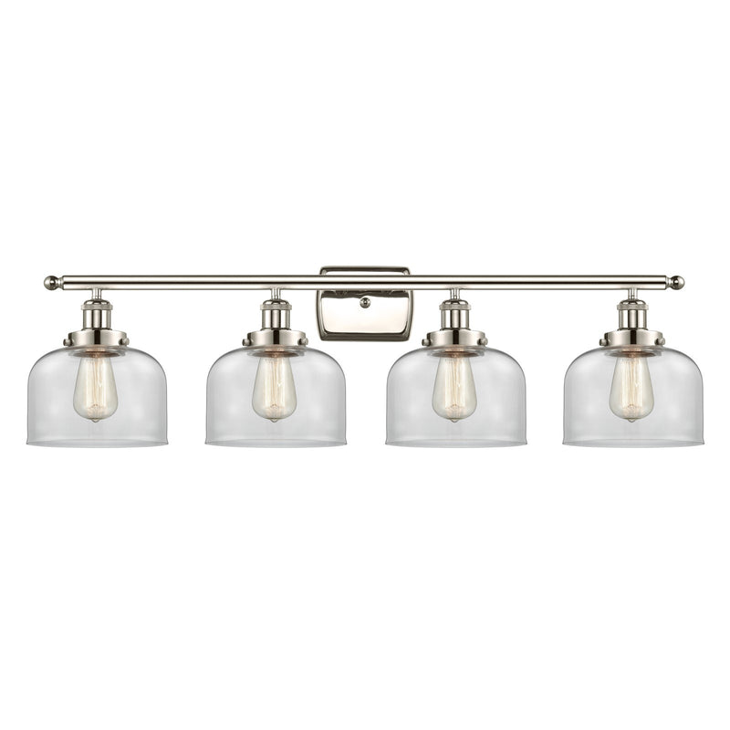 Innovations Bell 38in 4-Light Bath Vanity Light | Industrial Polished Nickel Steel and Clear Glass | Bathroom Vanity | 38 x 11 in | Model 916-4W-PN-G72-LED