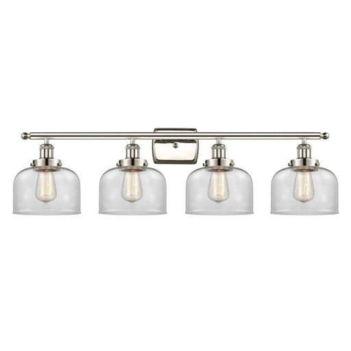 Innovations Bell 38in 4-Light Bath Vanity Light | Industrial Polished Nickel Steel and Clear Glass | Bathroom Vanity | 38 x 11 in | Model 916-4W-PN-G72-LED