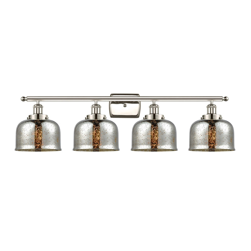 Innovations Bell 38in 4-Light Bath Vanity Light | Industrial Polished Nickel and Silver Plated Mercury Glass | Bathroom Vanity | Model 916-4W-PN-G78