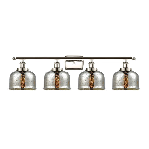 Innovations Bell 38in 4-Light Bath Vanity Light | Industrial Polished Nickel and Silver Plated Mercury Glass | Bathroom Vanity | Model 916-4W-PN-G78-LED
