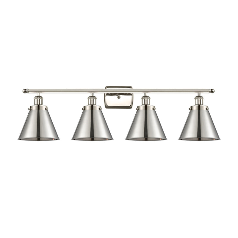 Innovations Appalachian 36in 4-Light Bath Vanity Light | Industrial Polished Nickel Metal Shade | Bathroom Vanity | 36 x 11 in | Model 916-4W-PN-M13-PN