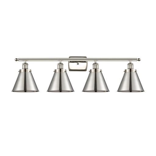 Innovations Appalachian 36in 4-Light Bath Vanity Light | Industrial Polished Nickel Metal Shade | Bathroom Vanity | 36 x 11 in | Model 916-4W-PN-M13-PN-LED