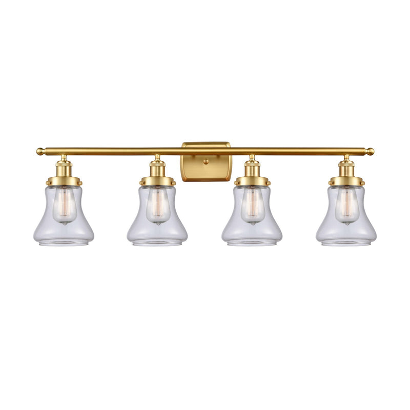 Innovations Bellmont 36.12in 4-Light Bath Vanity Light | Modern Contempo Satin Gold Steel and Clear Glass | Bathroom Vanity | Model 916-4W-SG-G192