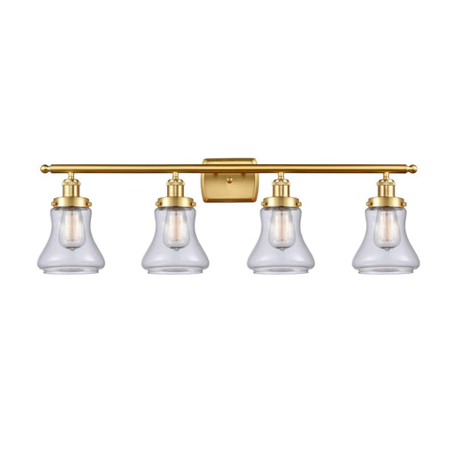 Innovations Bellmont 36.12in 4-Light Bath Vanity Light | Modern Contempo Satin Gold Steel and Clear Glass | Bathroom Vanity | Model 916-4W-SG-G192