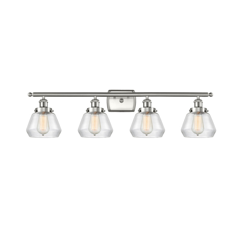 Innovations Fulton 37in 4-Light Bath Vanity Light | Modern Contempo Brushed Satin Nickel and Clear Glass | Bathroom Vanity | Model 916-4W-SN-G172