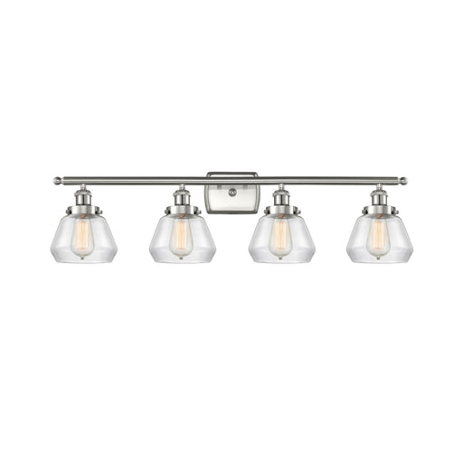 Innovations Fulton 37in 4-Light Bath Vanity Light | Modern Contempo Brushed Satin Nickel and Clear Glass | Bathroom Vanity | Model 916-4W-SN-G172