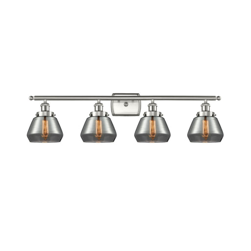 Innovations Fulton 37in 4-Light Bath Vanity Light | Modern Contempo Brushed Satin Nickel and Light Smoke Glass | Bathroom Vanity | Model 916-4W-SN-G173