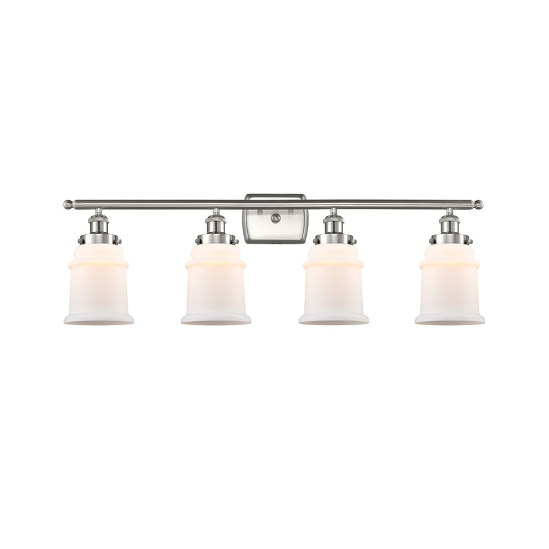 Innovations Canton 36in 4-Light Bath Vanity Light | Modern Contempo Brushed Satin Nickel and Matte White Frosted Glass | Bathroom | Model 916-4W-SN-G181