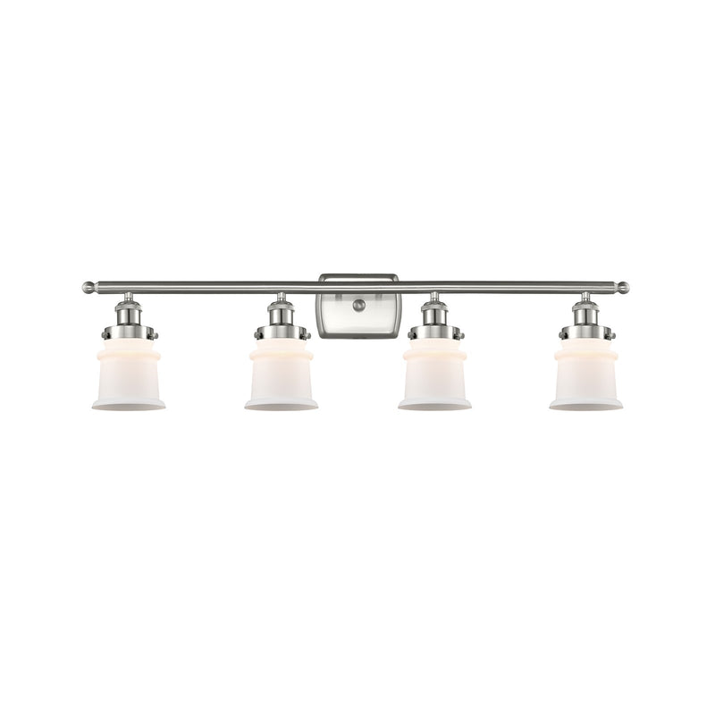 Innovations Canton 35.25in 4-Light Bath Vanity Light | Modern Transitional Brushed Satin Nickel and Matte White Frosted Glass | Model 916-4W-SN-G181S
