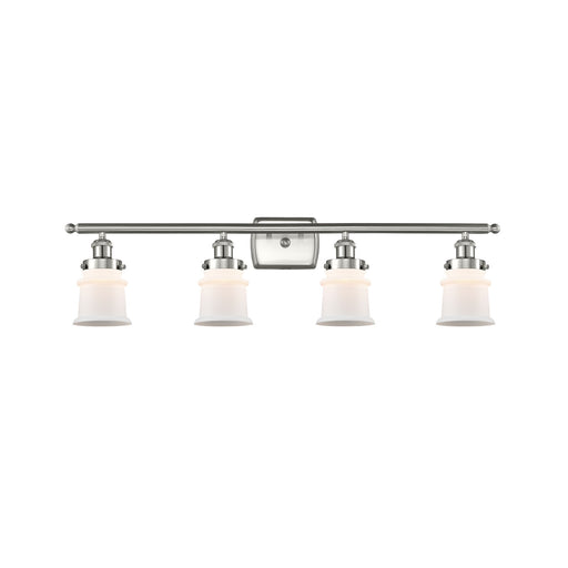 Innovations Canton 35.25in 4-Light Bath Vanity Light | Modern Transitional Brushed Satin Nickel and Matte White Frosted Glass | Model 916-4W-SN-G181S