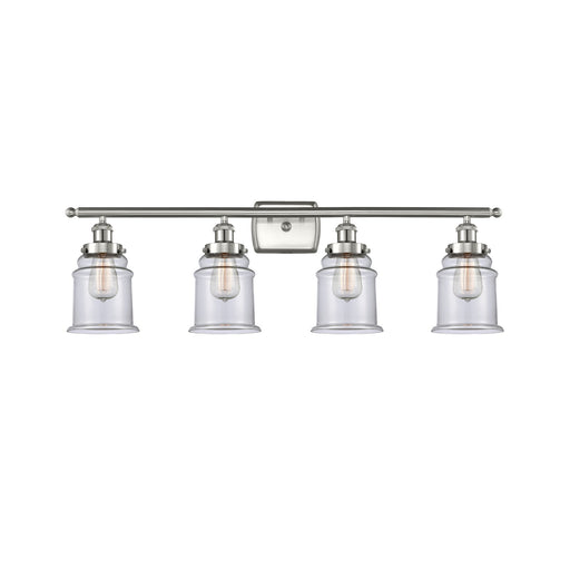 Innovations Canton 36in 4-Light Bath Vanity Light | Modern Transitional Brushed Satin Nickel and Clear Glass | Bathroom Vanity | Model 916-4W-SN-G182