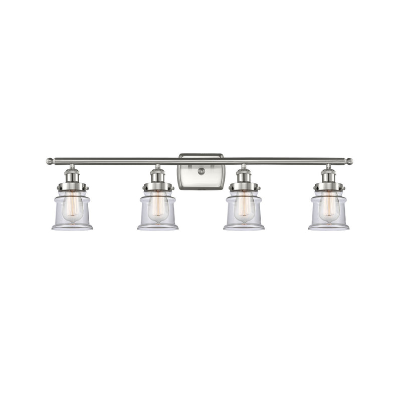 Innovations Canton 35.25in 4-Light Bath Vanity Light | Modern Transitional Brushed Satin Nickel and Clear Glass | Bathroom Vanity | Model 916-4W-SN-G182S