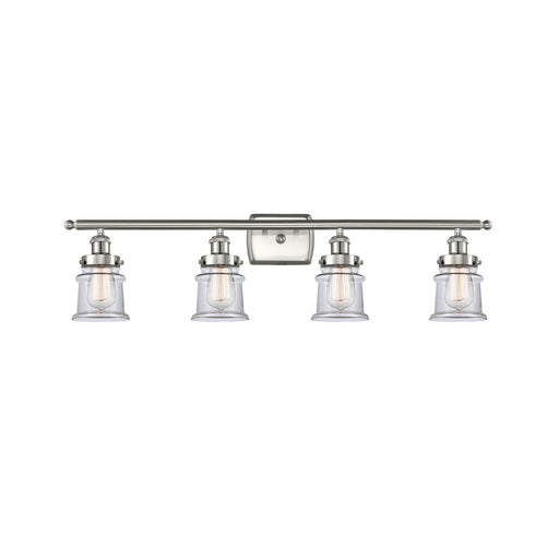 Innovations Canton 35.25in 4-Light Bath Vanity Light | Modern Transitional Brushed Satin Nickel and Clear Glass | Bathroom Vanity | Model 916-4W-SN-G182S