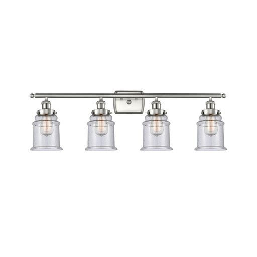 Innovations Canton 36in 4-Light Bath Vanity Light | Modern Transitional Brushed Satin Nickel and Seedy Glass | Bathroom Vanity | Model 916-4W-SN-G184