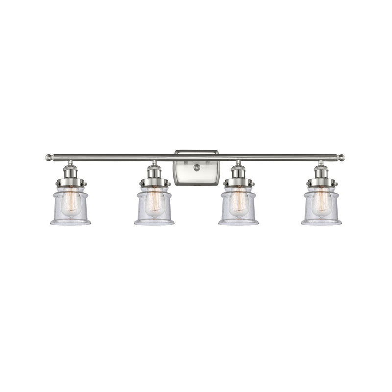 Innovations Canton 35.25in 4-Light Bath Vanity | Modern Transitional Brushed Satin Nickel and Seedy Glass | Bathroom Vanity | Model 916-4W-SN-G184S