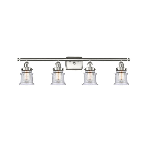 Innovations Canton 35.25in 4-Light Bath Vanity | Modern Transitional Brushed Satin Nickel and Seedy Glass | Bathroom Vanity | Model 916-4W-SN-G184S