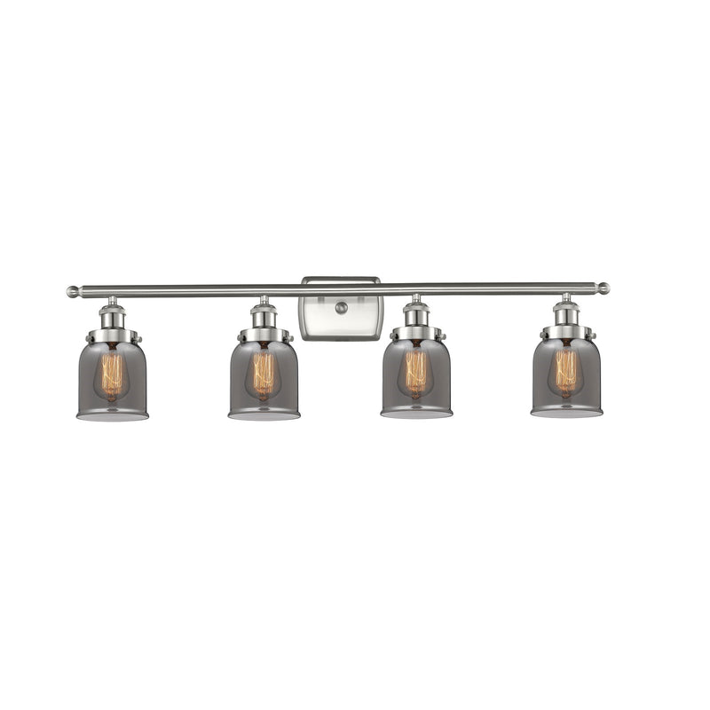 Innovations Bell 36in 4-Light Bath Vanity Light | Industrial Brushed Satin Nickel and Light Smoke Glass | Bathroom Vanity | Model 916-4W-SN-G53-LED