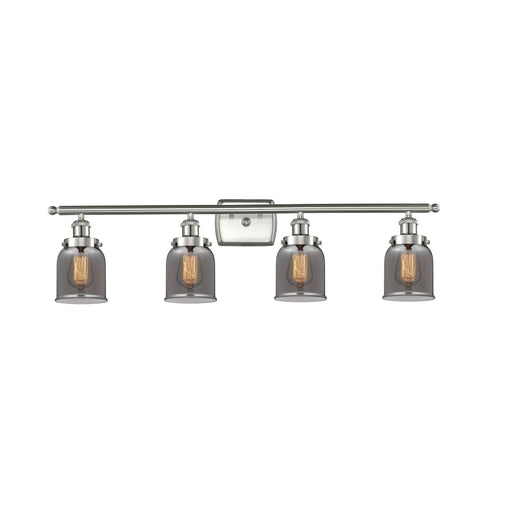 Innovations Bell 36in 4-Light Bath Vanity Light | Industrial Brushed Satin Nickel and Light Smoke Glass | Bathroom Vanity | Model 916-4W-SN-G53-LED