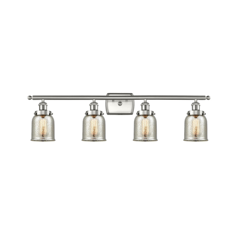 Innovations Bell 36in 4-Light Bath Vanity Light | Industrial Brushed Satin Nickel and Silver Plated Mercury Glass | Bathroom Vanity | Model 916-4W-SN-G58