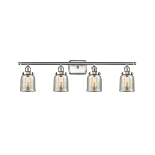 Innovations Bell 36in 4-Light LED Bath Vanity Light | Industrial Brushed Satin Nickel and Silver Plated Mercury Glass | Bathroom | Model 916-4W-SN-G58-LED