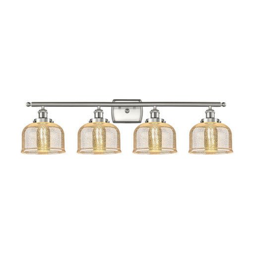 Innovations Bell 38in 4-Light Bath Vanity Light | Industrial Brushed Satin Nickel Steel and Silver Plated Mercury Glass | Bathroom | Model 916-4W-SN-G78