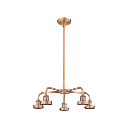 Innovations Ballston Urban 21in 5-Light Chandelier | Industrial Antique Copper Steel | Damp Rated Kitchen & Dining Room | Model 916-5CR-AC