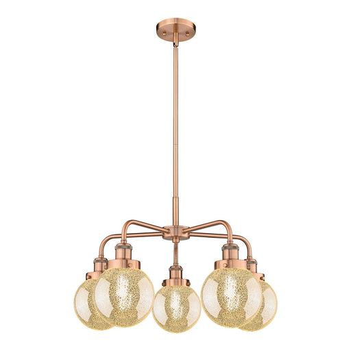 Innovations Beacon 24.5in 5-Light Chandelier | Industrial Antique Copper and Mercury Glass | Damp Rated Kitchen & Dining Room | Model 916-5CR-AC-G208-6