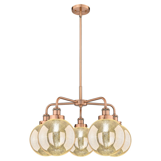 Innovations Beacon 26.5in 5-Light Chandelier | Industrial Antique Copper and Mercury Glass | Damp Rated Kitchen & Dining Room | Model 916-5CR-AC-G208-8