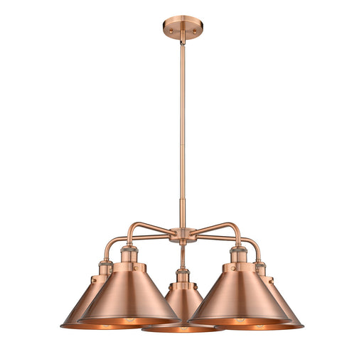 Innovations Ballston Urban 26.5in 5-Light Chandelier | Industrial Antique Copper Steel and Metal Shade | Dining Room & Kitchen | Model 916-5CR-AC-M10-AC