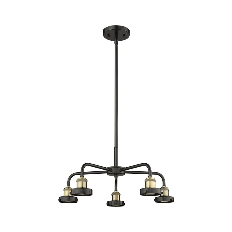 Innovations Ballston Urban 21.38in 5-Light Chandelier | Industrial Farmhouse Black Antique Brass Steel | Dining Room & Kitchen Island | Model 916-5CR-BAB