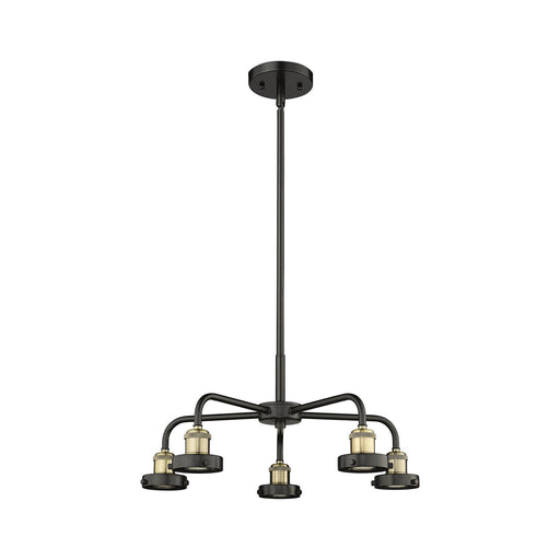 Innovations Ballston Urban 21.38in 5-Light Chandelier | Industrial Farmhouse Black Antique Brass Steel | Dining Room & Kitchen Island | Model 916-5CR-BAB