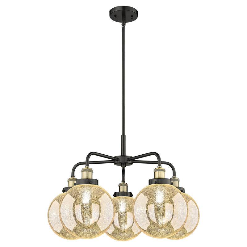 Innovations Beacon 27in 5-Light Chandelier | Industrial Black Antique Brass and Mercury Glass | Dining Room & Kitchen Island | Model 916-5CR-BAB-G208-8