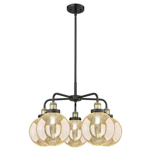 Innovations Beacon 27in 5-Light Chandelier | Industrial Black Antique Brass and Mercury Glass | Dining Room & Kitchen Island | Model 916-5CR-BAB-G208-8