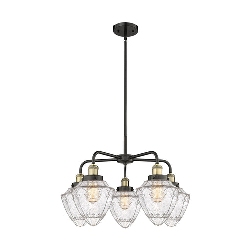 Innovations Bullet 25.5in 5-Light Chandelier | Industrial Black Antique Brass and Seedy Glass | Dining Room & Kitchen Island | Model 916-5CR-BAB-G664-7
