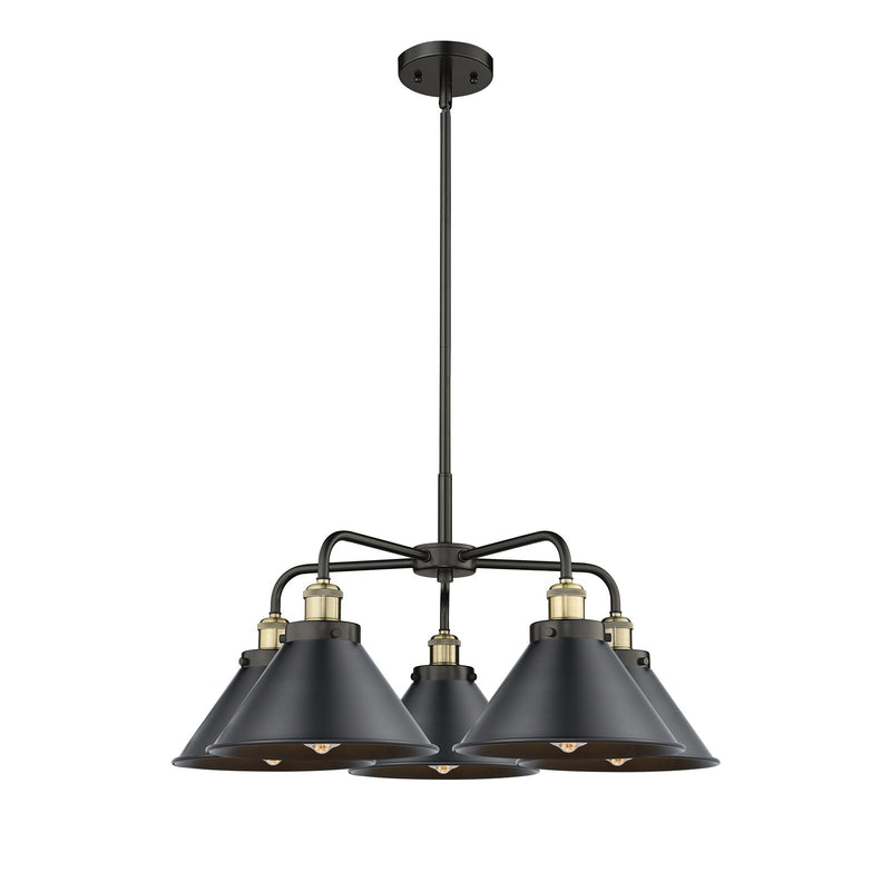 Innovations Ballston Urban 26.5in 5-Light Chandelier | Industrial Black Antique Brass and Matte Black Metal | Dining Room & | Model 916-5CR-BAB-M10-BK
