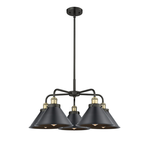 Innovations Ballston Urban 26.5in 5-Light Chandelier | Industrial Black Antique Brass and Matte Black Metal | Dining Room & | Model 916-5CR-BAB-M10-BK