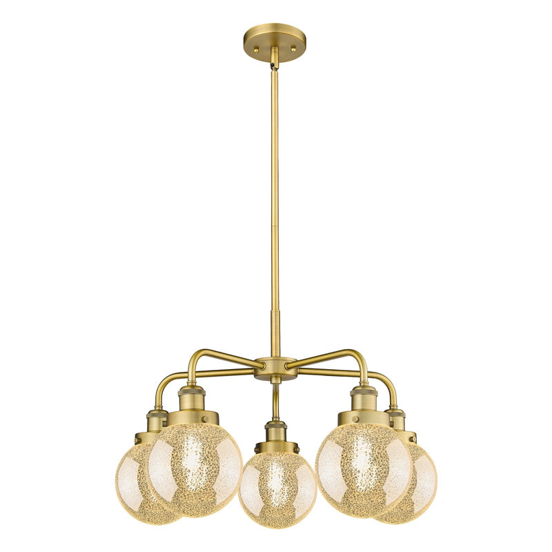Innovations Beacon 24.5in 5-Light Chandelier | Industrial Art Nouveau Brushed Brass and Mercury Glass | Dining Room & Kitchen | Model 916-5CR-BB-G208-6