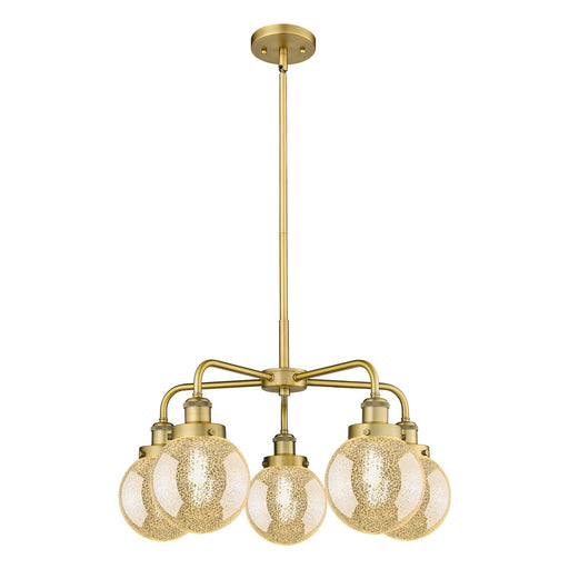 Innovations Beacon 24.5in 5-Light Chandelier | Industrial Art Nouveau Brushed Brass and Mercury Glass | Dining Room & Kitchen | Model 916-5CR-BB-G208-6