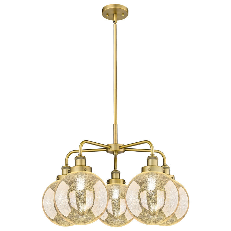 Innovations Beacon 26.5in 5-Light Chandelier | Industrial Art Nouveau Brushed Brass and Mercury Glass | Dining Room & Kitchen | Model 916-5CR-BB-G208-8