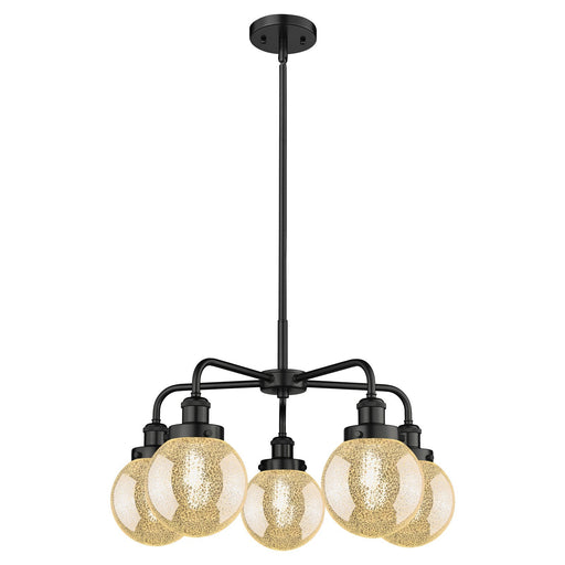 Innovations Lighting Franklin Restoration 24.5in 5-Light Chandelier | Industrial Matte Black and Mercury Glass | Dining Room & | Model 916-5CR-BK-G208-6