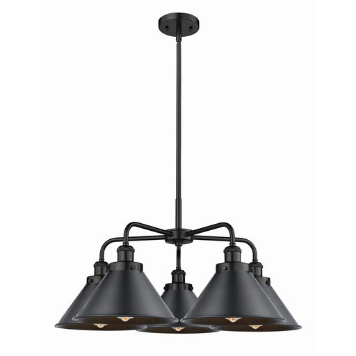 Innovations Ballston Urban 26.5in 5-Light Chandelier | Industrial Matte Black Steel and Matte Black Metal | Kitchen Island & | Model 916-5CR-BK-M10-BK