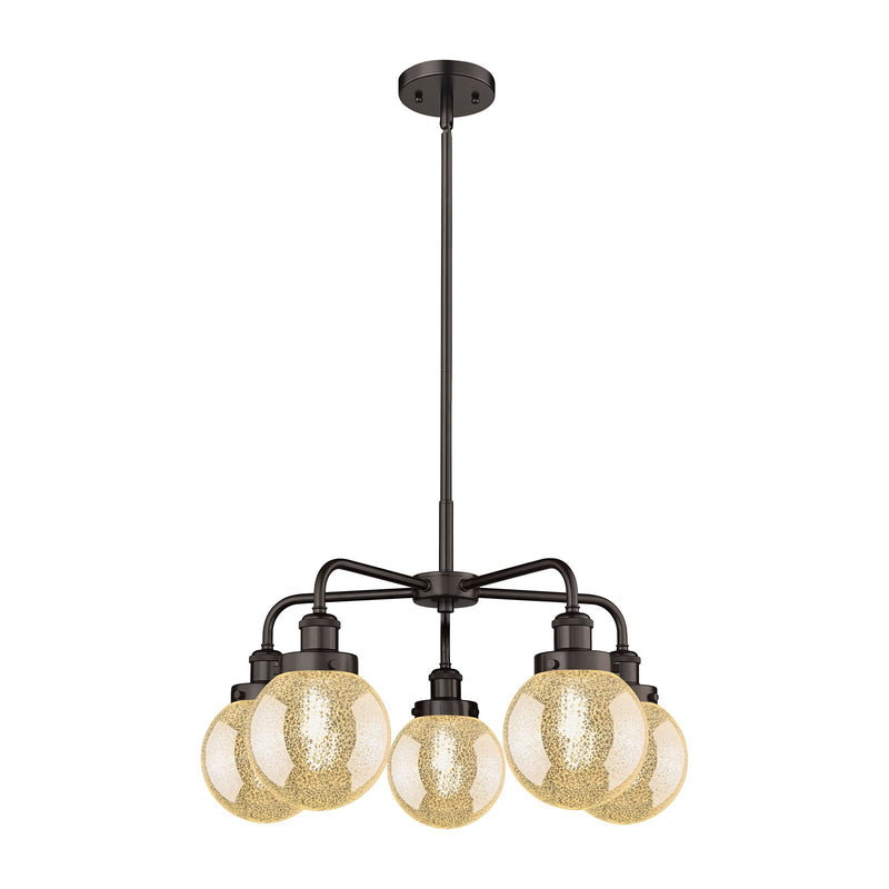 Innovations Beacon 24.5in 5-Light Chandelier | Industrial Oil Rubbed Bronze and Mercury Glass | Dining Room & Kitchen Island | Model 916-5CR-OB-G208-6
