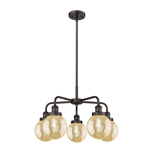 Innovations Beacon 24.5in 5-Light Chandelier | Industrial Oil Rubbed Bronze and Mercury Glass | Dining Room & Kitchen Island | Model 916-5CR-OB-G208-6