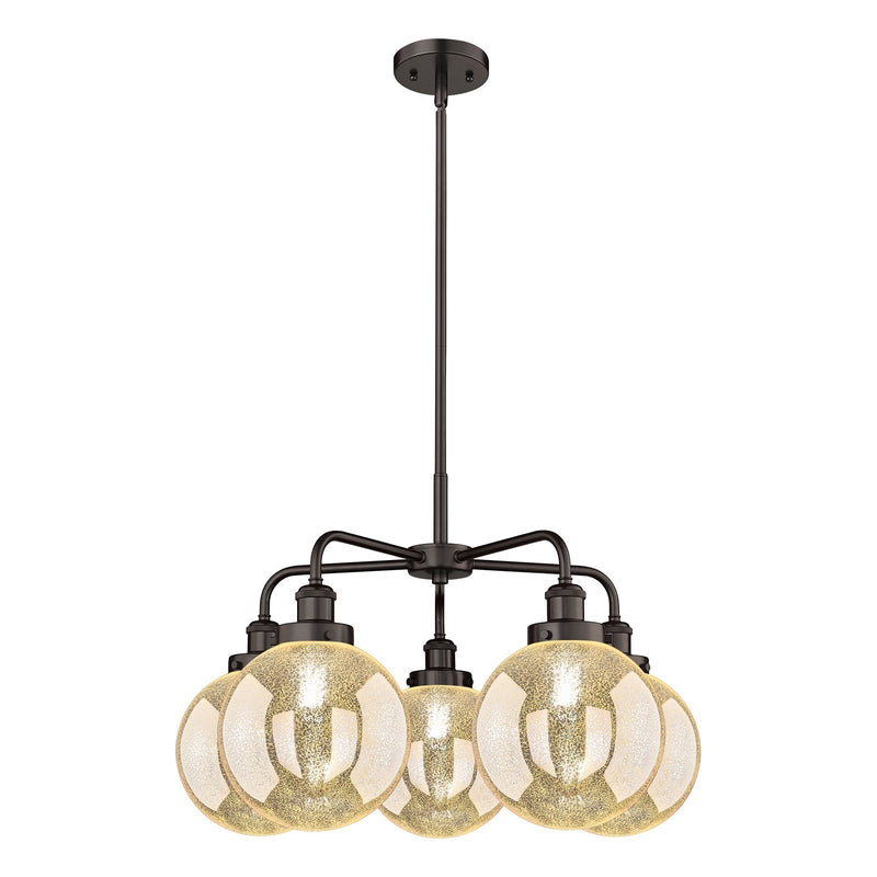 Innovations Beacon 26.5in 5-Light Chandelier | Industrial Oil Rubbed Bronze and Mercury Glass | Dining Room & Kitchen Island | Model 916-5CR-OB-G208-8