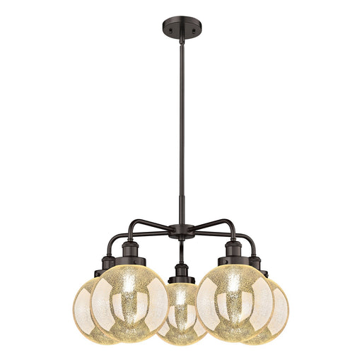 Innovations Beacon 26.5in 5-Light Chandelier | Industrial Oil Rubbed Bronze and Mercury Glass | Dining Room & Kitchen Island | Model 916-5CR-OB-G208-8