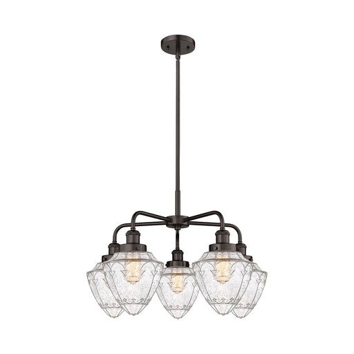 Innovations Bullet 25.5in 5-Light Chandelier | Industrial Oil Rubbed Bronze and Seedy Glass | Kitchen Island & Dining Room | Model 916-5CR-OB-G664-7
